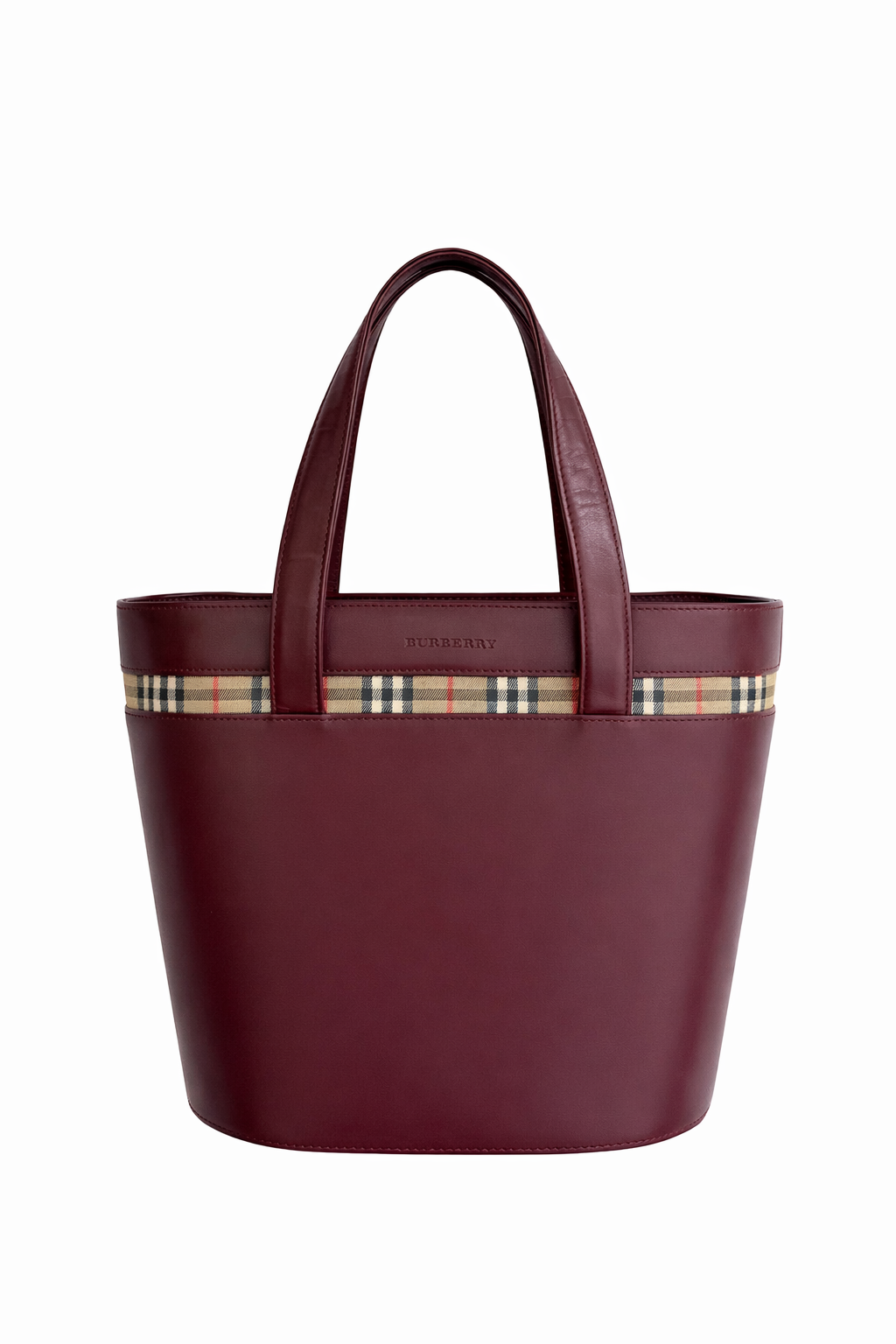 BURBERRY HOUSE CHECK TRIMMED LEATHER HANDBAG