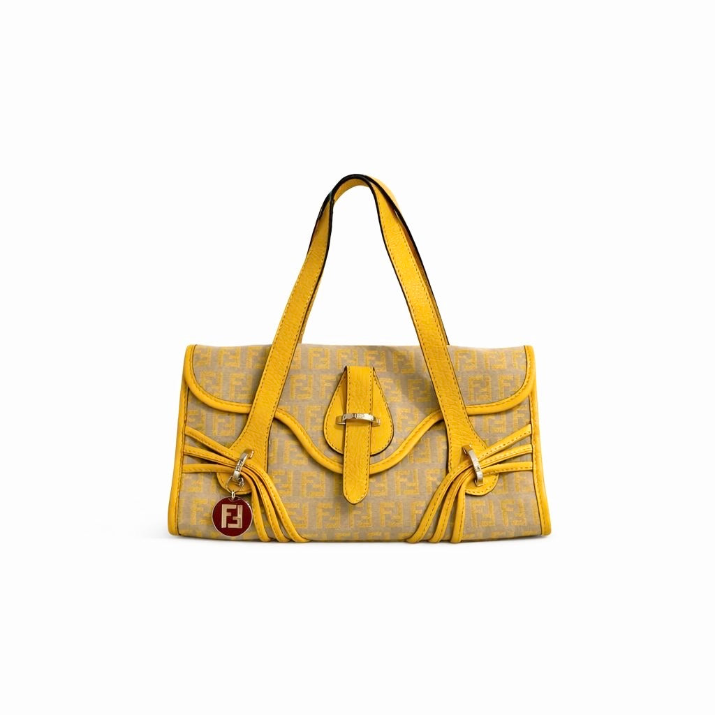 FENDI ZUCCHINO YELLOW AND BEIGE HANDBAG