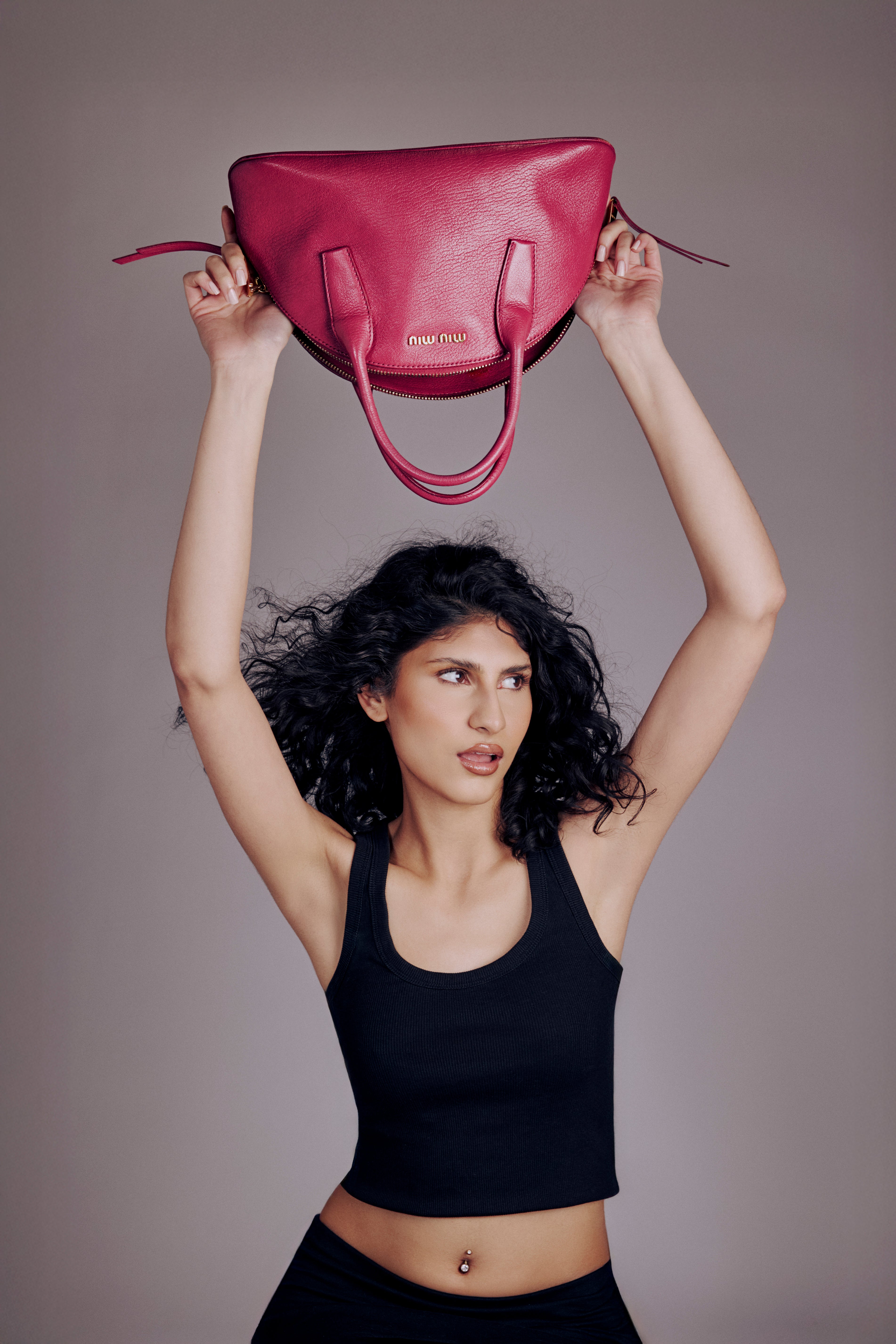 MIU MIU PINK LEATHER BOWLING BAG