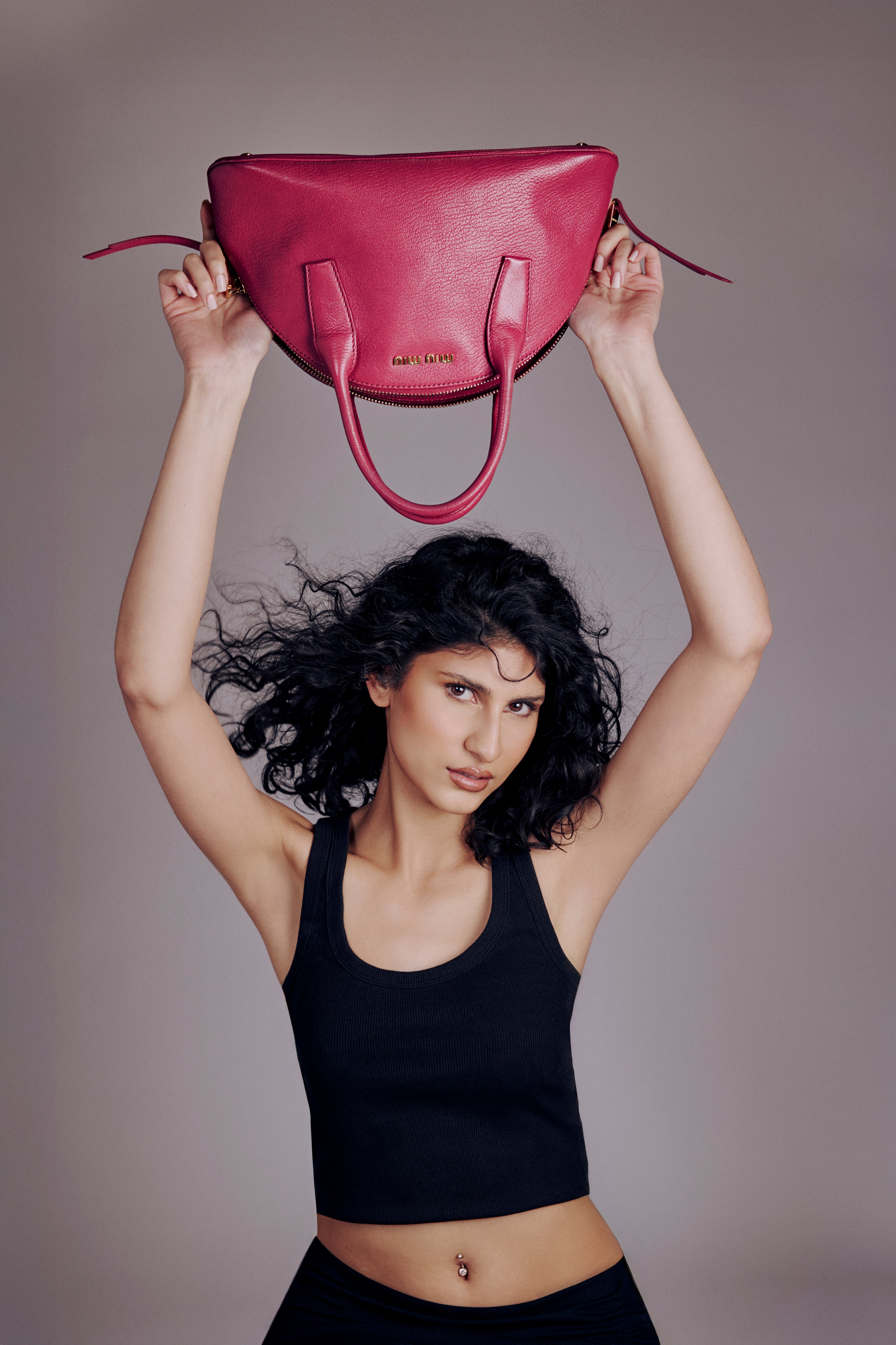 MIU MIU PINK LEATHER BOWLING BAG