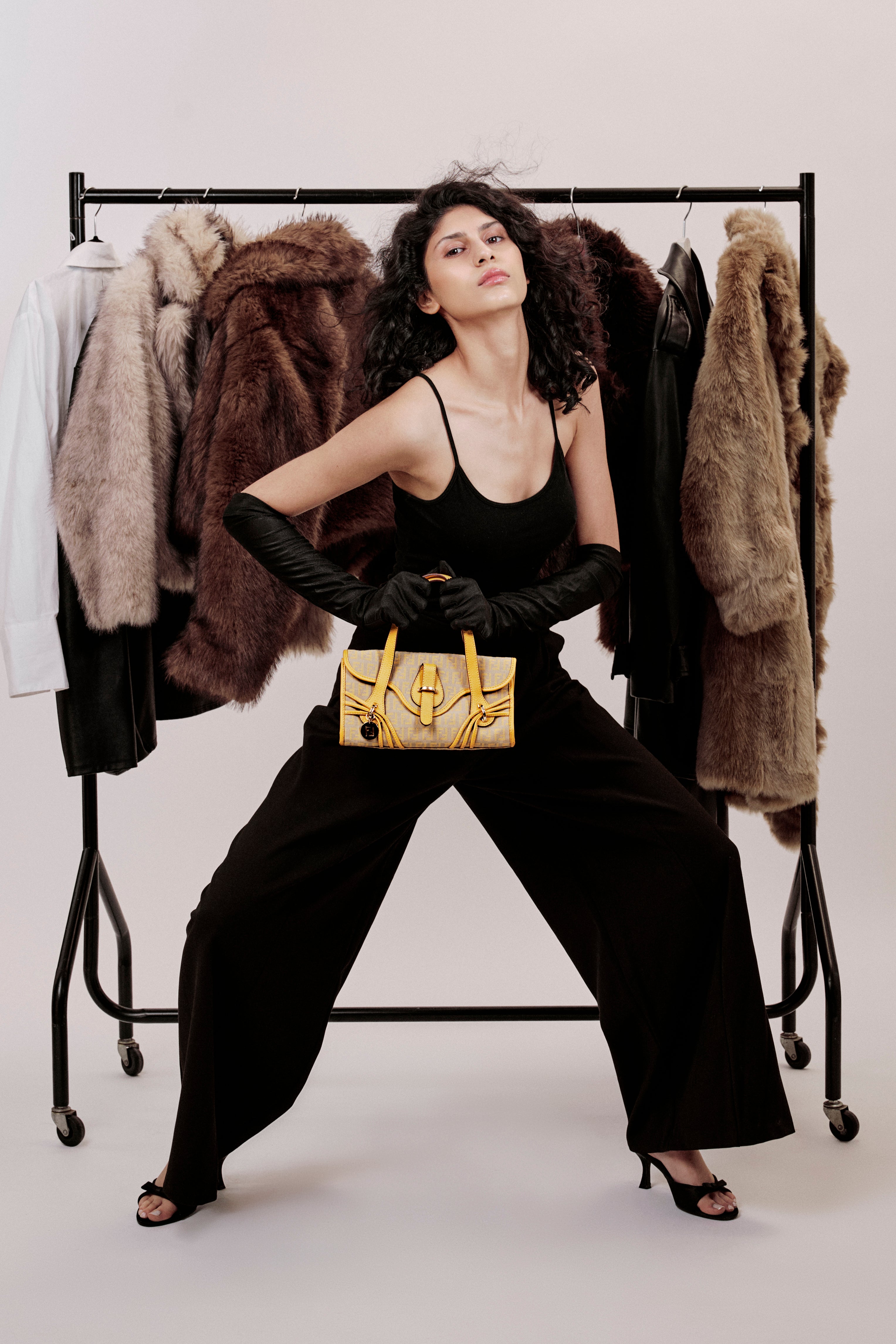 FENDI ZUCCHINO YELLOW AND BEIGE HANDBAG