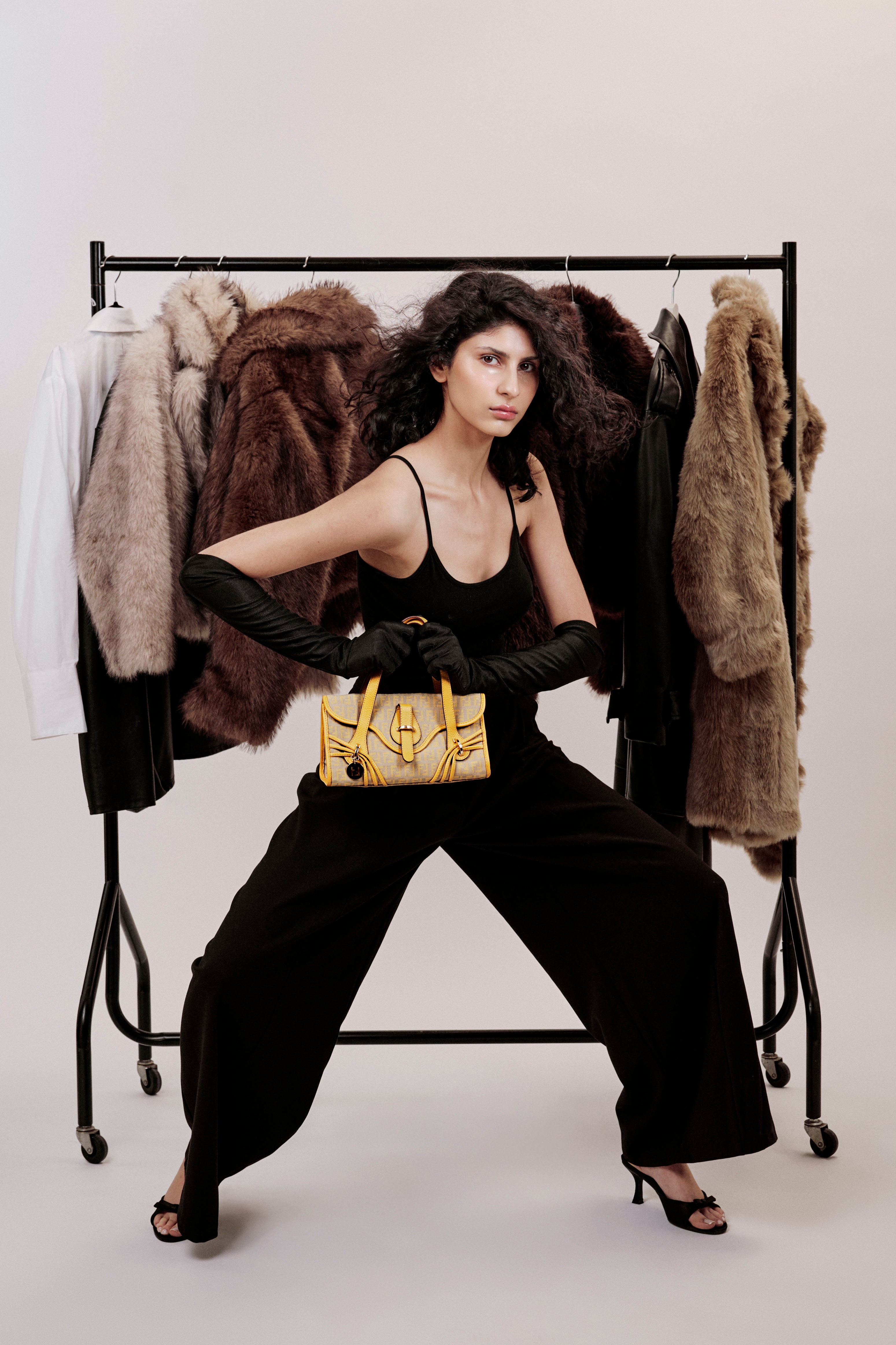 FENDI ZUCCHINO YELLOW AND BEIGE HANDBAG