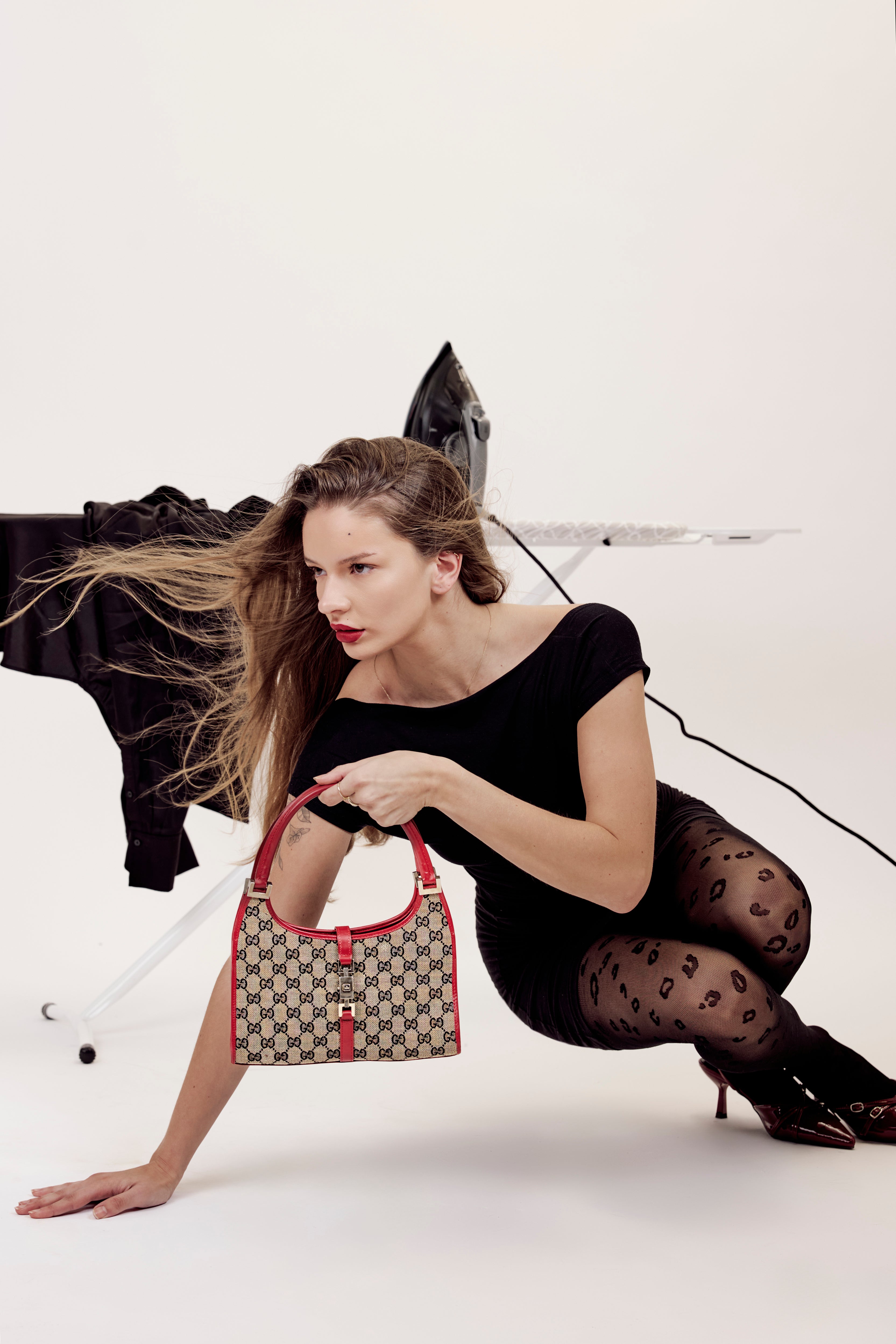 GUCCI JACKIE SUPREME BROWN AND RED SHOULDER BAG